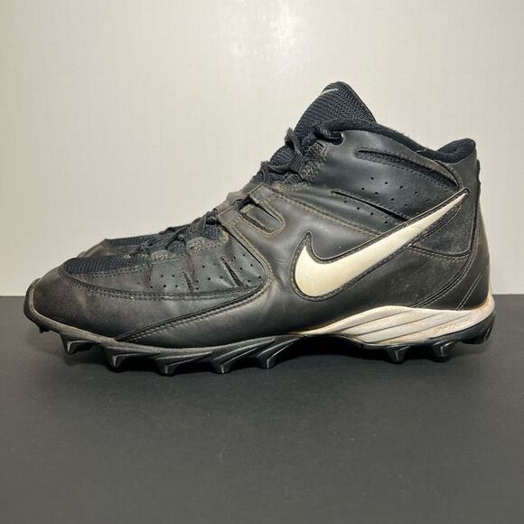 Mens Vintage NIKE Land Shark Phylon Black Leather Football Cleats / Size 11 - Picture 3 of 9
